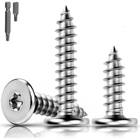 Lot de 120 vis à bois - En acier inoxydable 304 - Vis à tête plate - M4 x 16 mm - Vis Torx auto-taraudeuses (1/5)