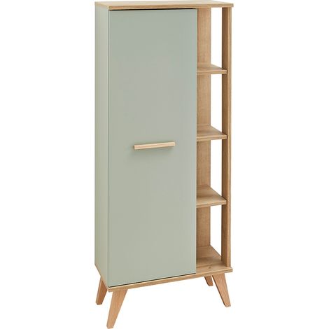 Badezimmer Midischrank NANNING-66 in Riviera Eiche Nb. mit Salbei Nb., B/H/T: ca. 50,5/128/33 cm (1/5)