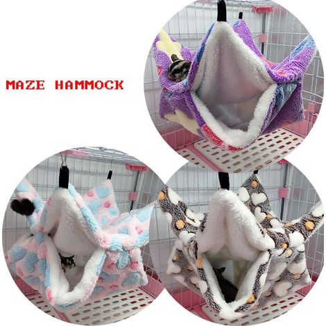 Hamac chaud double couche Hamac imprimé étoiles de mer pour petite cage pour animaux de compagnie (vert, 20X20cm) (1/2)