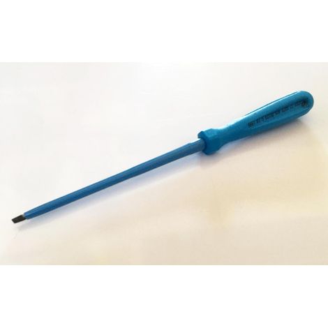 Tournevis plat 4x120mm isolé 1000V lame acier chromé manche bleu ATEX II pour vis tête fendue DERANCOURT