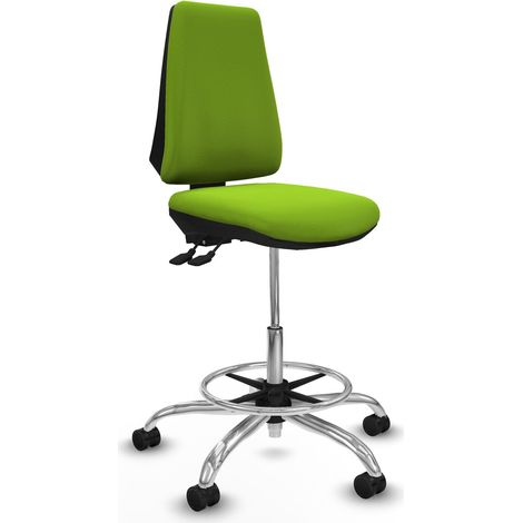 Taburete Elche AS similpiel pistacho base cromada ruedas 65mm nailon