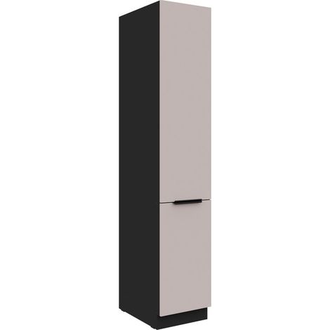 Küchen Hochschrank 40 cm ARONA Kaschmir beige + Schwarz matt Küchenzeile Küchenblock Küche (1/5)