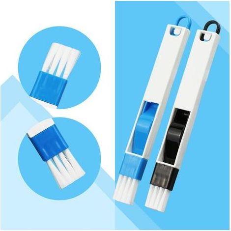 2 pièces brosse de nettoyage de rainure de fenêtre de porte et de fenêtre, outil de nettoyage de fenêtre d'écran, petite brosse de rainure avec pelle à poussière, brosse d'espace sanitaire (1/5)