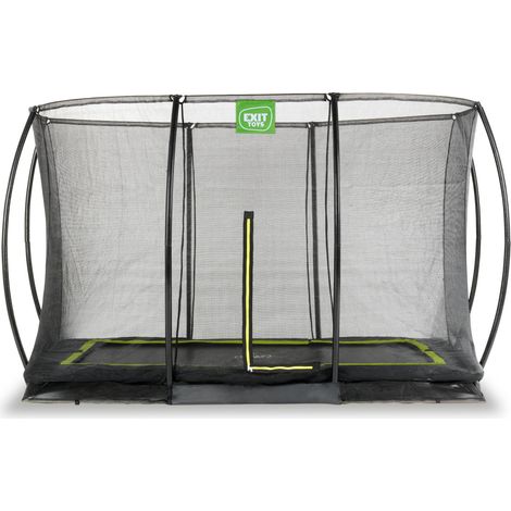 EXIT Silhouette Ground Trampoline 8x12ft with Safety Net – Black