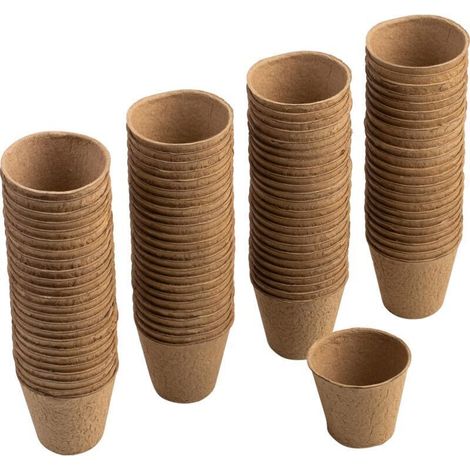 Lot Pratique de 100 Pots de Culture, diamètre : 6 cm, en pâte de Papier, biodégradables, Pots de Plante, semences, Culture de Plantes, Naturel