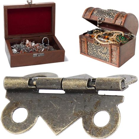 Lot de 100 charnières de boîte à bijoux décoratives en métal pour serrure d'armoire, ferrures rétro (petit bronze (1/5)