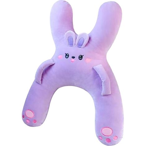 Oreiller de voiture enfant en forme de H, appui-tête réglable, avec poignée, lavable en machine, violet.