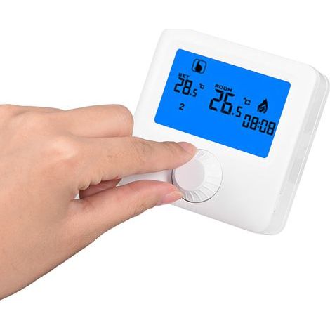 Thermostat numérique LCD sans fil RF pour chaudière murale avec régulation de température (1/5)