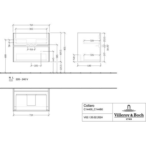 Villeroy & Boch C14400AB Vasque US Collaro 761x610x480mm 2
