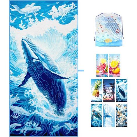 Serviette de plage en microfibre, taille XXL 18090cm, idéale pour la douche, la plage, les voyages, la protection contre le (1/5)
