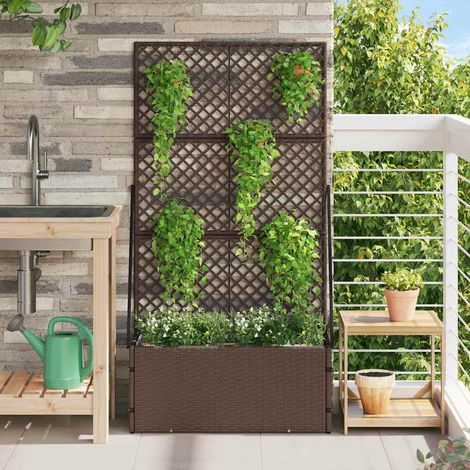 vidaXL Fioriera a traliccio da giardino Marrone 70 x 30 x 135 cm (1/5)