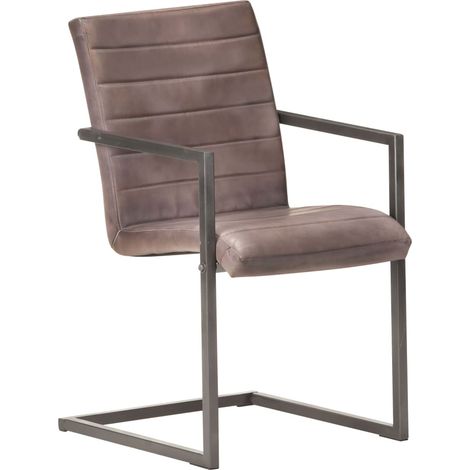 Maison Exclusive - Freischwinger 2 Stk. Braun Echtleder (1/5)