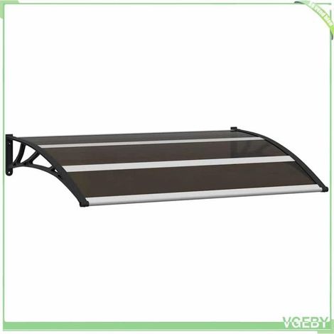 Auvent de porte - FAFEICY - 144823 - Noir mat - 120 x 75 cm - Polycarbonate 5 mm (1/5)