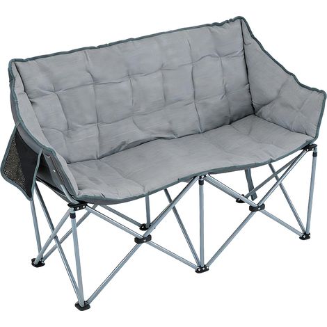 Aoxun Chaise de camping pliante pour 2 personnes, canapé de camping Luxury XXL 2 places, rembourré épais, dossier haut, extra long pour jardin, extérieur, balcon, intérieur (1/5)