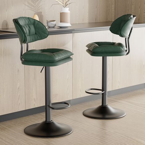 Hawthyhome Barhocker 2er Set, Ergonomische Gepolsterte Barhocker mit Rückenlehne, Verstellbare Doppellagige Barstuhl, für Esszimmer Heimbar Kücheninsel, 2 x Hocker (Military Green)