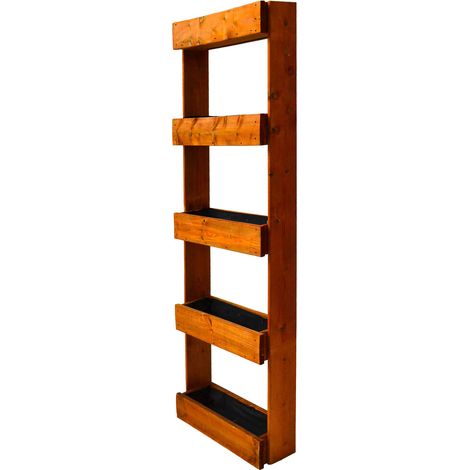 Orto Verticale Dritto 5 Livelli 71x16,5x164 cm Ortolegno Balcony in Legno di Pino color Castagno (1/3)