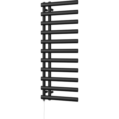 Elyan - Black Electric Towel Rail H1238mm x W500mm 500w Standard (1/3)