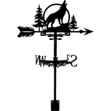 Wrought Iron Garden Weathervane Moon Forest Garden Wind Direction Indicator Outdoor Roof Decoration Deco Garden Outdoor (1/5)