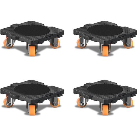 Verbindbare Rollen – 4er-Set – ABS und Stahl – 360° drehbar – Für schwere Möbel – 12 x 12 x 5,5 cm (1/5)