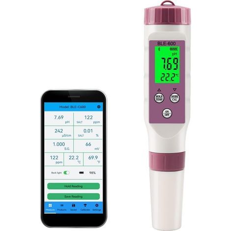 Spectrophotomètre 7 en 1 Temp ORP EC TDS salinité SG PH mètre en ligne testeur de qualité de l'eau à dents bleues contrôle APP for Aquarium de laboratoire de boisson avec transmission précise des coul