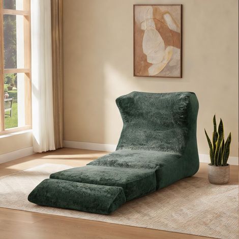 Fauteuil poire modulable en mousse et tissu vert 90 x 118 x 86 cm (1/5)