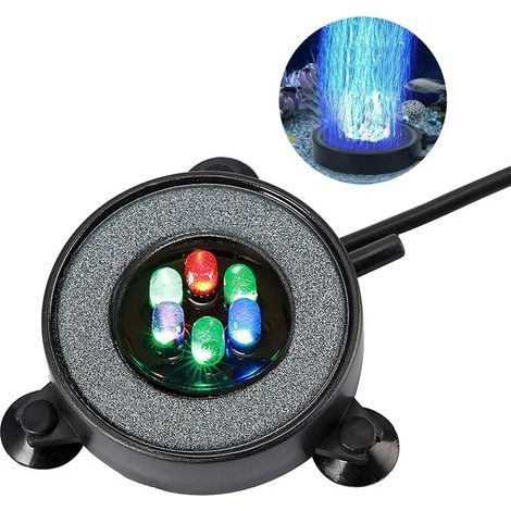 Round aquarium bubble light with color-changing LED air pump lamp (1/5)