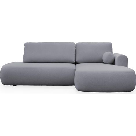 TYLAN - Canapé d’angle convertible avec coffre effet peau de mouton gris - Angle droit (1/5)