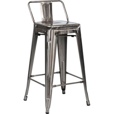 Sgabello alto impilabile in acciaio stile industriale 41x41x85cm Thinia Home