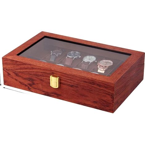 Vitrine à montres, 12 compartiments, rangement durable, Marron (1/2)