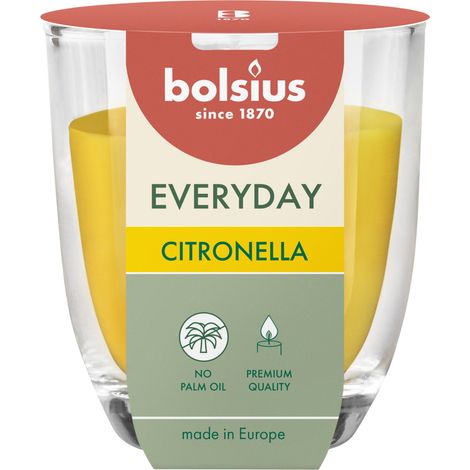 Bolsius Duftkerze Everyday Citronella 8 cm im Glas Duftkerze