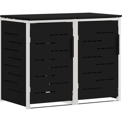 Armoire de rangement pour poubelle noire, dimensions : 138 x 77,5 x 112,5 cm (1/5)
