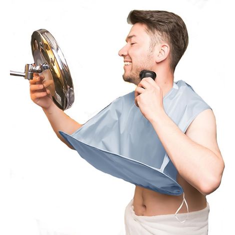 Herren-Bartschürze, faltbar, vielseitig, antihaftbeschichtet, Rasierumhang, Pflegegeschenk (grau), Einheitsgröße