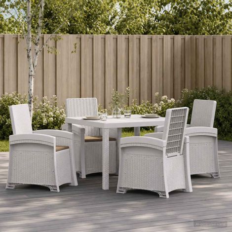 vidaXL Set da Pranzo per Giardino 5 pz Bianco e Tortora PP (1/5)