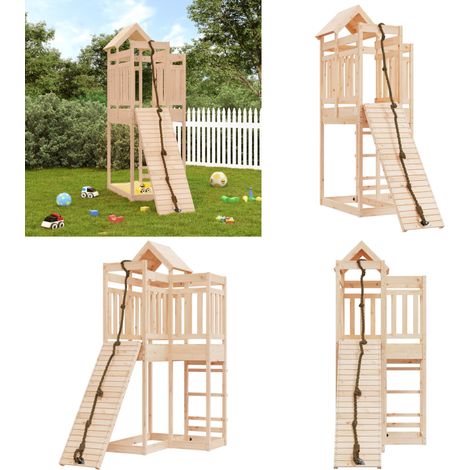 Spielturm mit Kletterwand Massivholz Kiefer - Holzspielplatz - Spielturm - Kletterturm - Kinderspielgerät - Kiefernholz - Home & Living