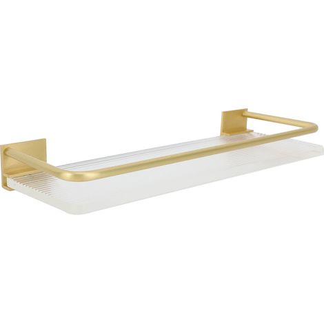 Wandmontiertes, schwebendes Regal aus Aluminium und Acryl für Küche, Bad, Wohnzimmer, Schlafzimmer, Gold (1/5)