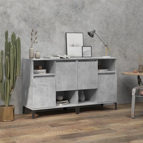 Buffets 2 pcs  Meuble de rangement Commode Bahut gris béton 60x35x70 cm bois d'ingénierie 98729 (1/5)