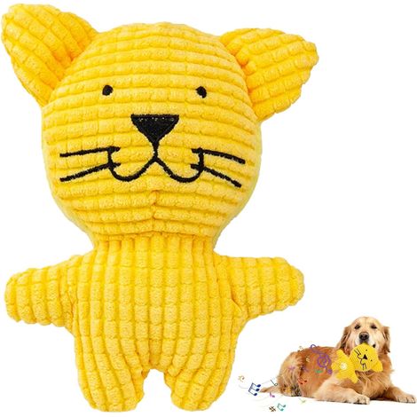 (Lion,Jaune) Jouet pour Chien,Jouet à Mâcher Couineur pour Chiot Entraînement des Dents,Peluche Interactif Indestructible avec du Papier Froissé (1/4)