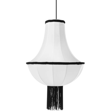 Lampe Pendante Traditionnelle Vintage Plafonnier avec Franges Décoratives Abat-jour en Nylon Synthétique Blanc Aragua