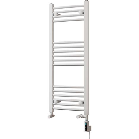 Zennor - White Dual Fuel Towel Rail H1000mm x W400mm Thermostatic WIFI - Curved (1/3)