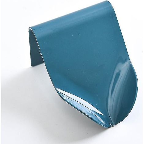 Porte-savon en plastique pour salle de bain, douche, porte-éponge, boîte de rangement pour savon et éponge, plateau porte-assiettes, sans perçage, égouttoir, lot de 2 - bleu (1/5)