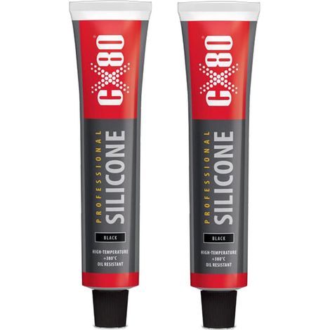 CX80 Silicona negra de alta temperatura - Masa de sellado 2x80ml (1/2)