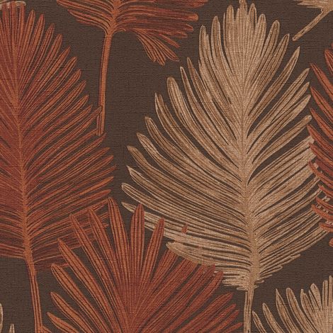 Natur Tapete Profhome 786735 heißgeprägte Vliestapete strukturiert mit floralen Ornamenten matt braun kupfer perl-beige rot-braun 5,33 m2