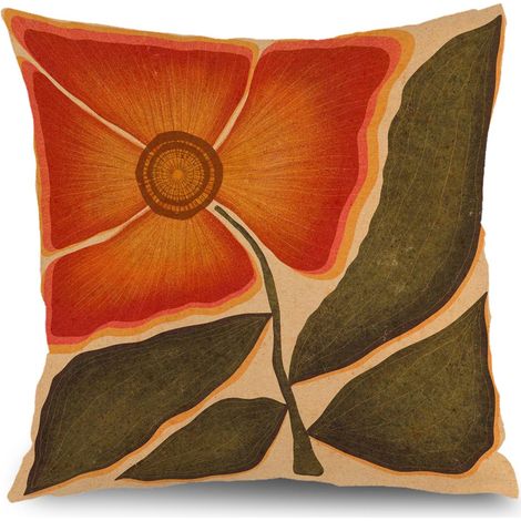 Taie d'oreiller plantes décoratives, décoration maison élégante,50×50cm (1/5)