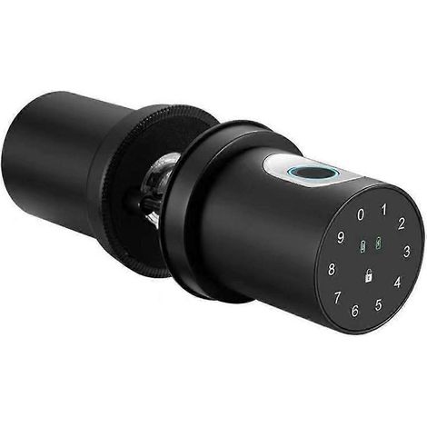 Serrure de porte intelligente avec empreinte digitale, application NFC, clé de secours par mot de passe et poignée de porte Bluetooth élégante (noire avec reconnaissance d'empreintes digitales). (1/5)