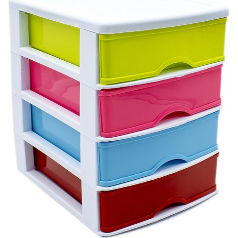 Torre de almacenamiento con 4 cajones 35 cm Multicolor (1/4)