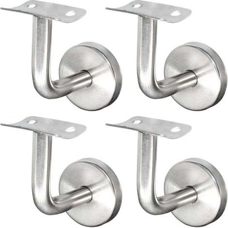 Support de main courante en acier inoxydable 304 pour rampe d'escalier, support mural, rampe en bois, argent (4 pièces), (1/4)