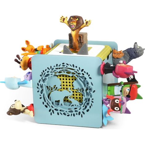 Étagère en métal entièrement magnétique - Rangement pour jusqu'à 25 à 40 figurines + boîte - Étagère pour filles et garçons - Étagère à poser (éléphant bleu) (1/5)
