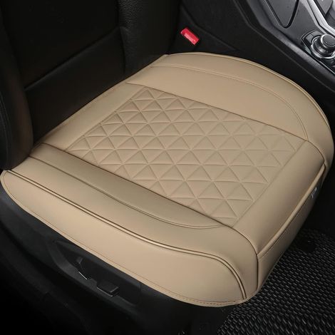 par de fundas de lujo para asientos delanteros de coche de piel sintética Black Panther, universales para el 90 % de los coches, 19,6" - Beige