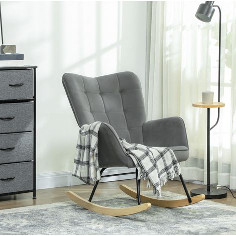MEUBLIV sillón mecedora 98 x 71 x 101 cm gris oscuro - con reposabrazos (1/5)