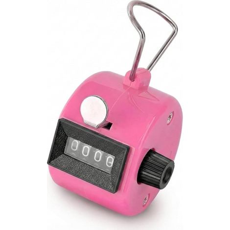 Contatore manuale meccanico a 4 cifre con funzione di clic a palmo (rosa) (1/5)